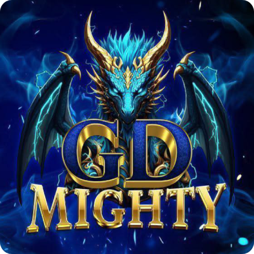 GD Mighty Casino Official Logo - Play with Power. Win with Confidence.